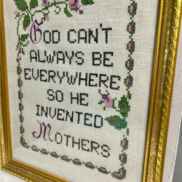 God Invented Mothers Finished and Framed Stamped Cross Stitch - Picture 2 of 4